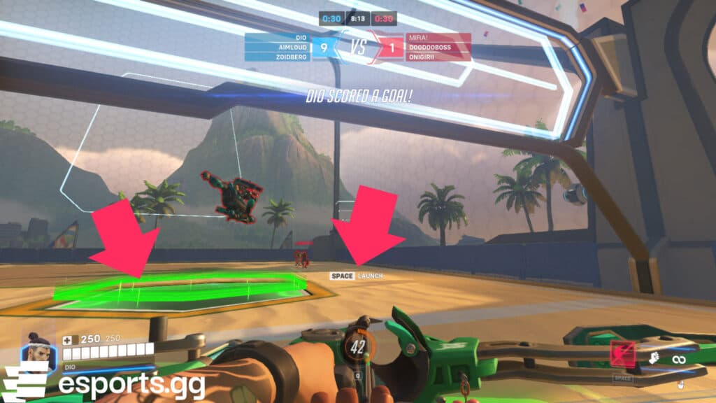 Jump pads and how to use them (Screenshot via esports.gg)