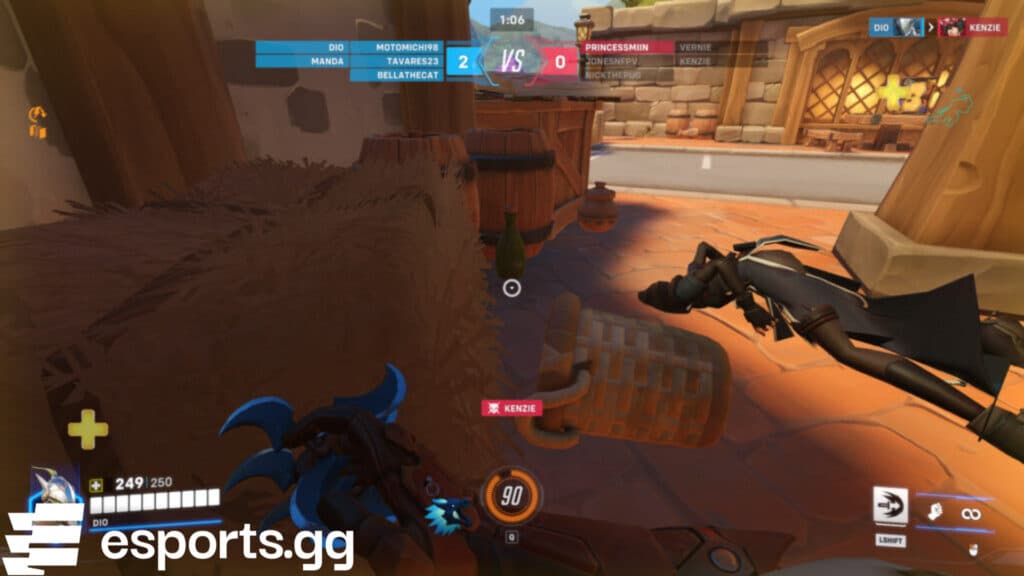 Genji in the Overwatch 2 Mischief & Magic game mode (Screenshot via esports.gg)