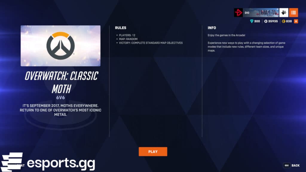 Overwatch Classic Moth Meta information (Screenshot via esports.gg)