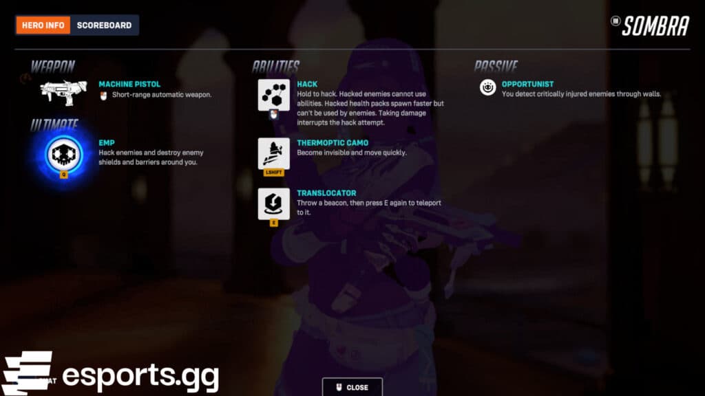 Sombra's kit (Screenshot via esports.gg)