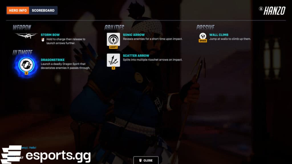Hanzo's kit (Screenshot via esports.gg)