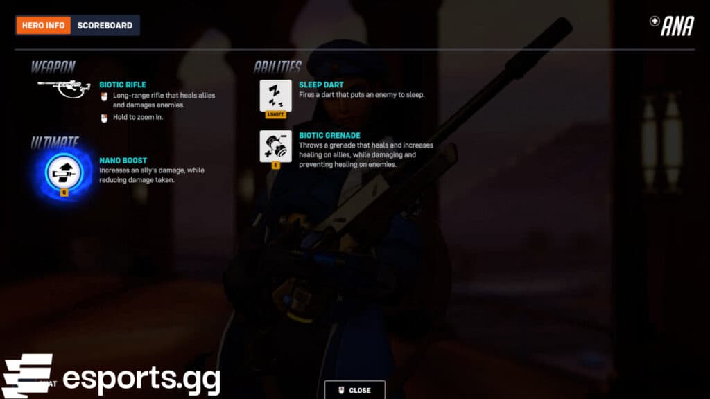 Ana's kit (Screenshot via esports.gg)