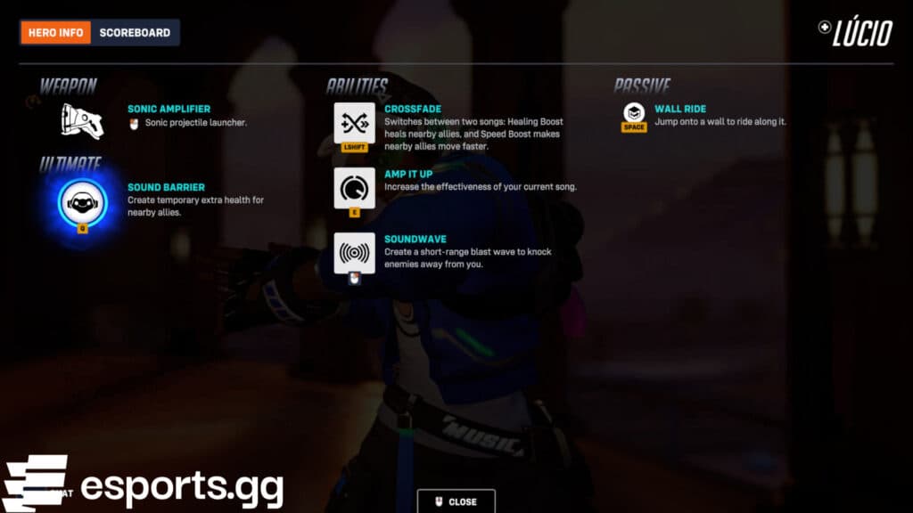 Lucio's kit (Screenshot via esports.gg)