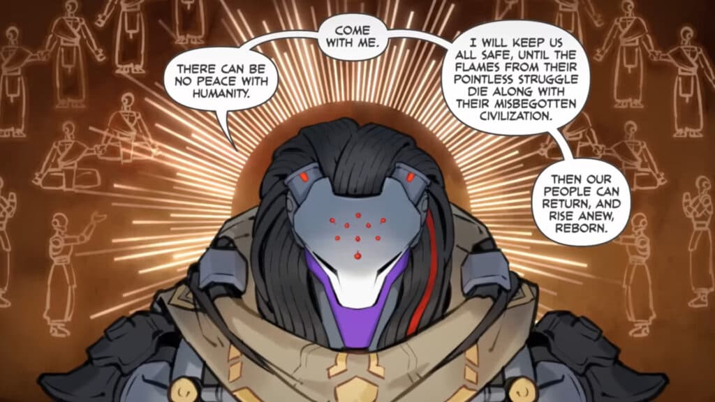 Ramattra to Zenyatta in the new Reconciliation comic (Image via Blizzard Entertainment)