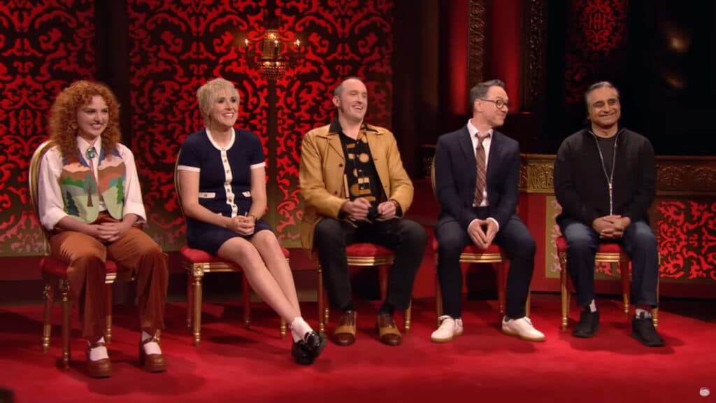 Ania Magliano, Maisie Adam, Phil Ellis, Reece Shearsmith, and Sanjeev Bhaskar (Image via Channel 4 | Taskmaster on YouTube)