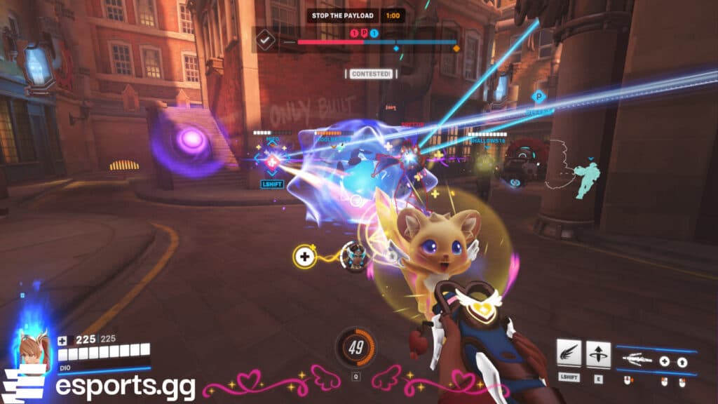 The Moira glitch in Totally Normalwatch also makes her ultimate last longer (Screenshot vis esports.gg)