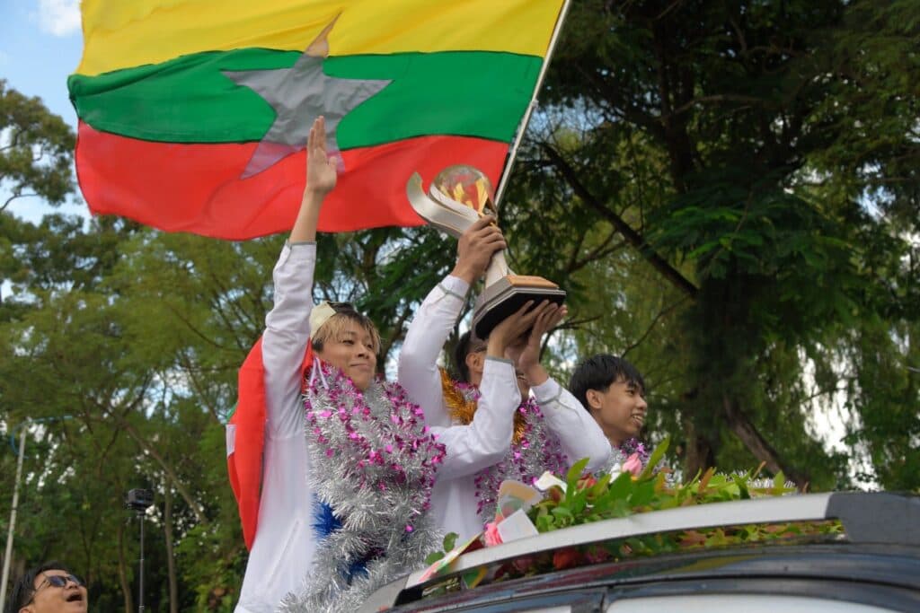 Yangon Galacticos with their PMWC trophy during the parade
