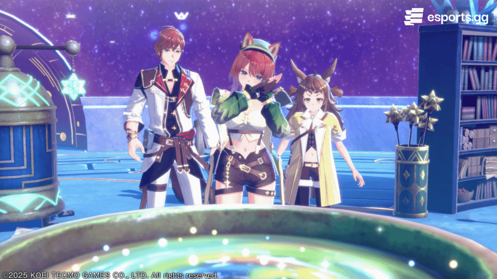 Slade, Rias and El in the Atelier admiring the alchemist cauldron