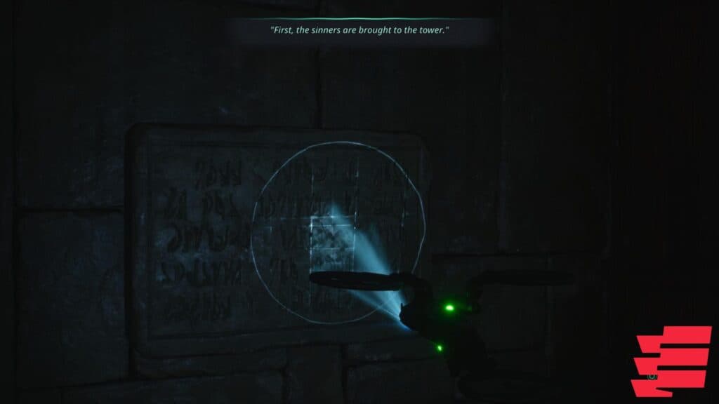 This inscription hints at the first symbol (Screenshot via esports.gg)