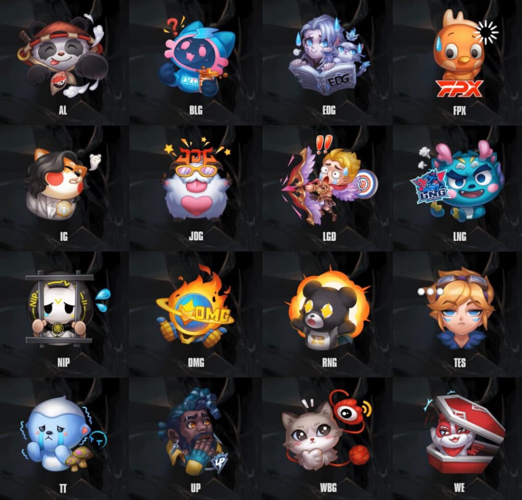 LPL team emotes (Image via Riot Games)
