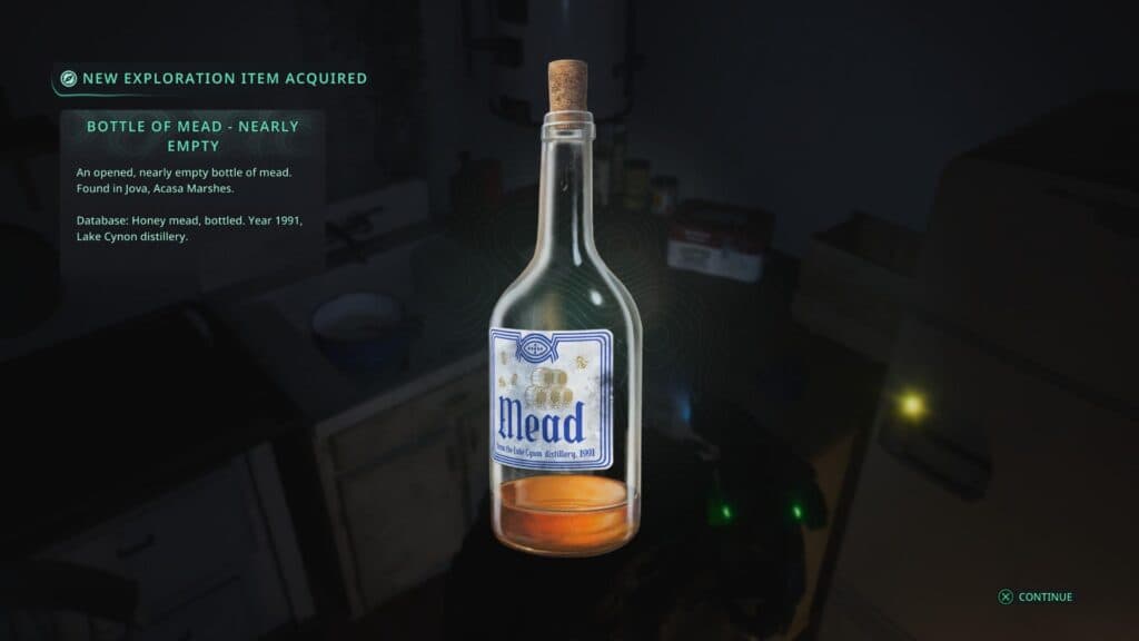 Unfortunately, the first bottle of mead you find is nearly empty. (Screenshot by esports.gg)