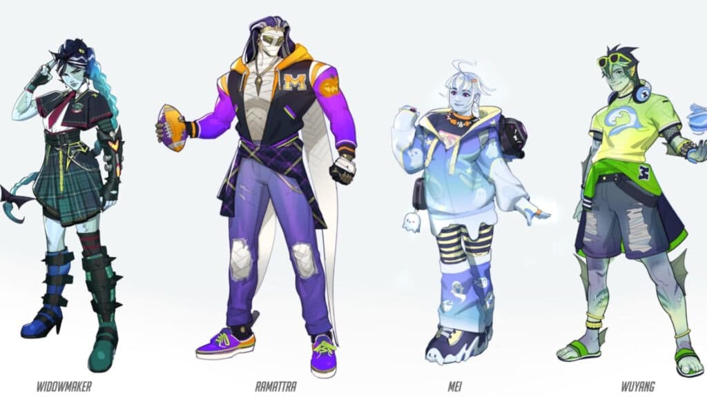 Overwatch 2 Monster School skins from the survey (Image via Alpezrr and OWCavalry on X)