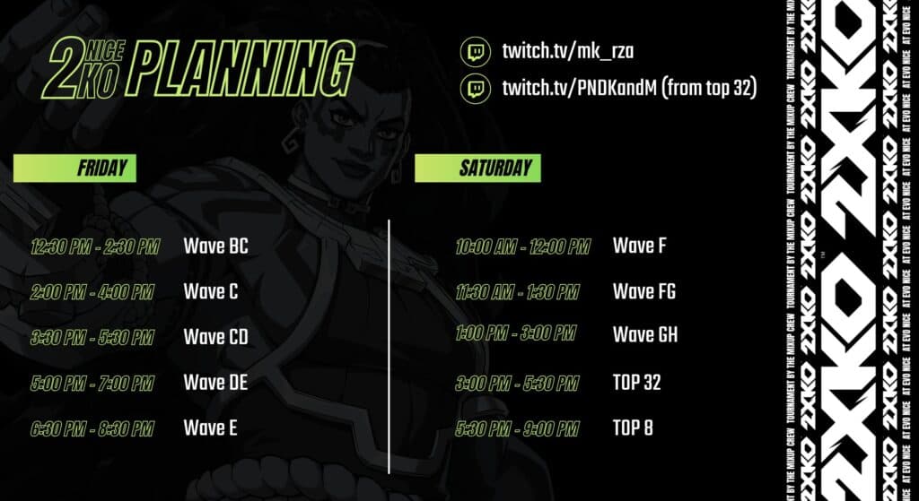 2XKO schedule (Image via Evo France 2025)
