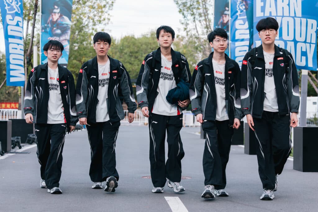 Anyone’s Legend at LoL Worlds 2025 (Photo via Riot Games | Colin Young-Wolff)