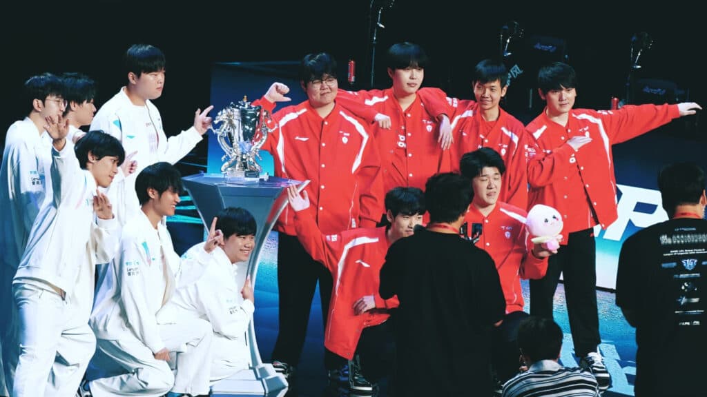 The BLG squad defeated TES by 3-2 in the LPL Split 3 Grand Finals (Image from <a href="https://x.com/xxxuan_lulu/status/1969413949591601199" target="_blank" rel="noreferrer noopener">X</a>)