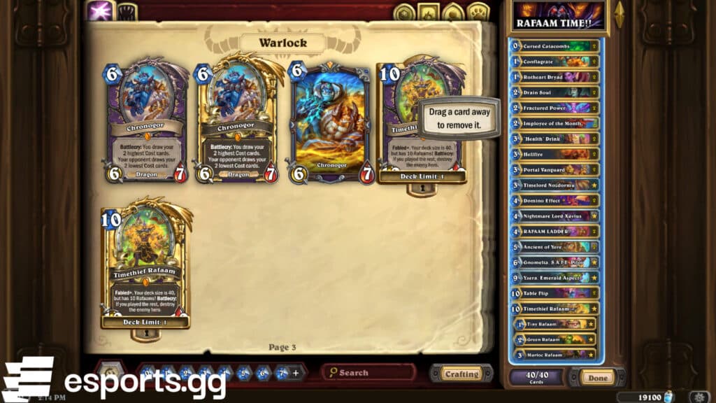 Rafaam Time Warlock (Screenshot via esports.gg)
