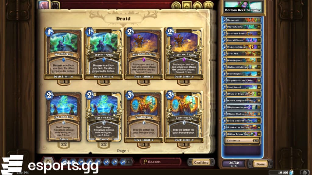 Bottom Deck Bargains Druid (Screenshot via esports.gg)