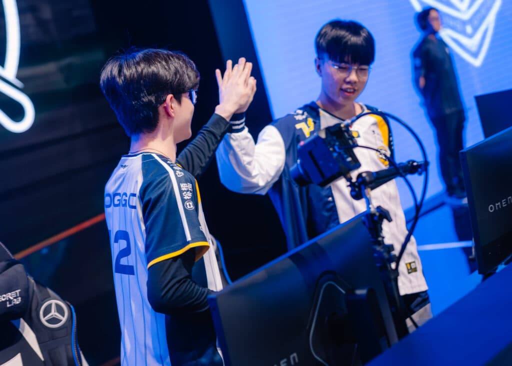 CFO | Doggo and Kaiwing at LoL Worlds 2025 (Photo via Riot Games | Colin Young-Wolff)