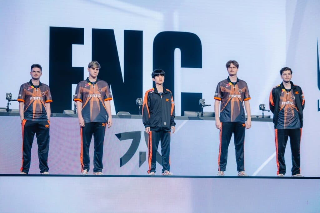 Fnatic at LoL Worlds 2025 (Photo via Riot Games | Colin Young-Wolff)