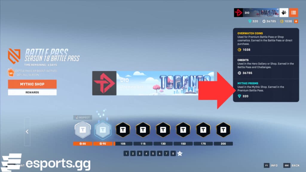 The Overwatch Anniversary 2025 Week 4 rewards include free Mythic Prisms (Screenshot via esports.gg)