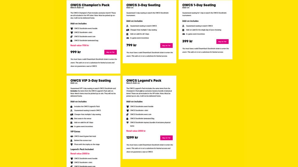 DreamHack Stockholm 2025 add-ons (Image via ESL FACEIT Group)