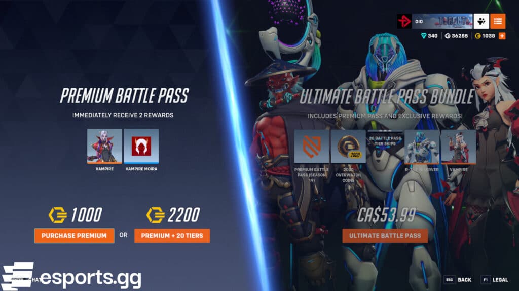 Battle Pass offerings (Screenshot via esports.gg)