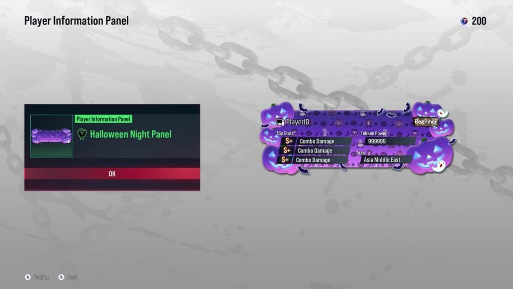 Halloween player panel in TEKKEN 8 (Image via esports.gg)