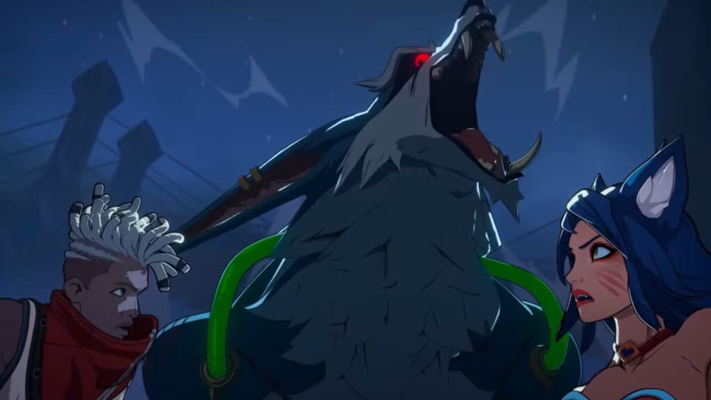 Ekko, Warwick, and Ahri in the new 2XKO cinematic (Image via Riot Games)