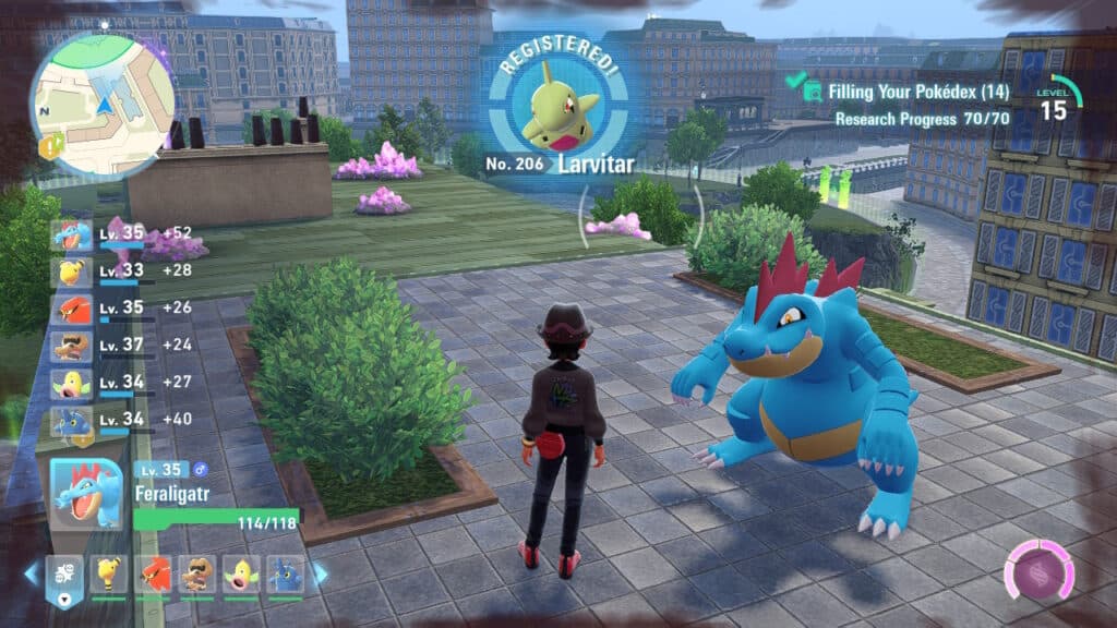 Larvitar has been caught. Screenshot by esports.gg