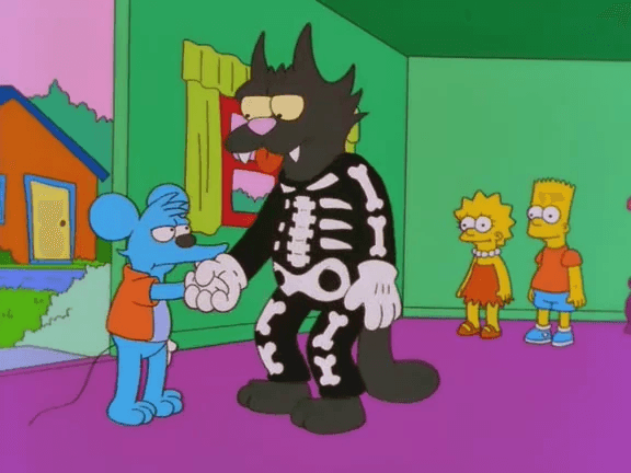 Itchy, Scratchy, Lisa, and Bart (pictured left to right)