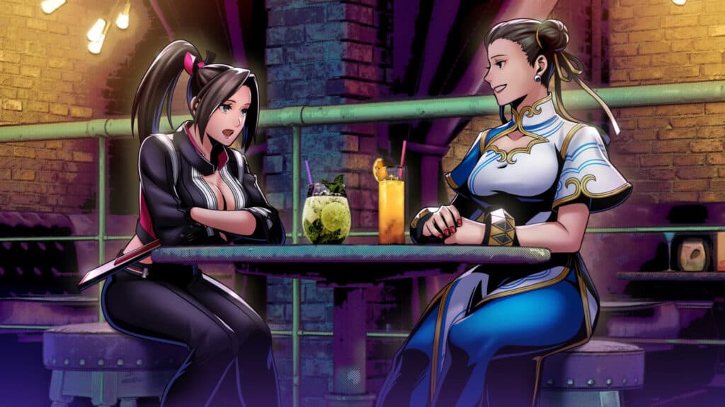 Mai Shiranui and Chun-Li hanging out in South Town (Image via SNK Corporation)
