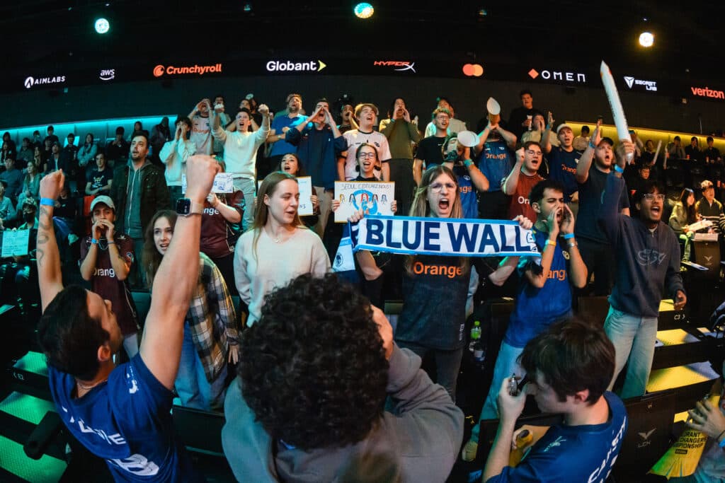 Karmine Corps' Blue Wall was in attendance for their match versus Xipto. (Photo by Moon Suwon/Riot Games)