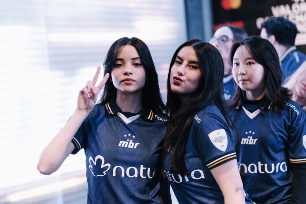 (L-R): MIBR GC lissA, bstrdd, and sayuri (Photo by Christina Oh/Riot Games)