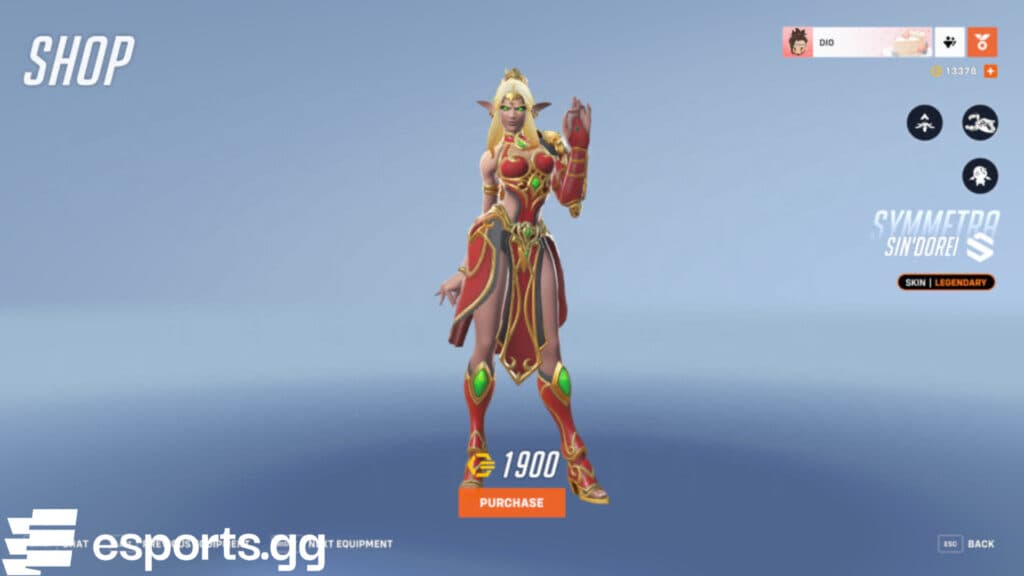 Sin'dorei Symmetra (Screenshot via esports.gg)