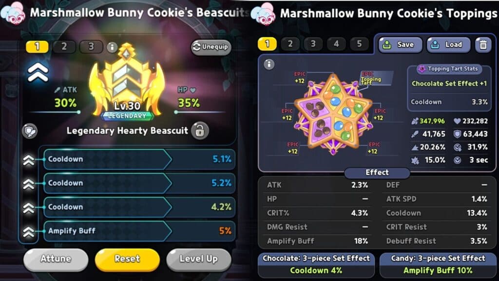 Recommended Beascuits and Toppings for Marshmallow Bunny Cookie (Screenshot via esports.gg)