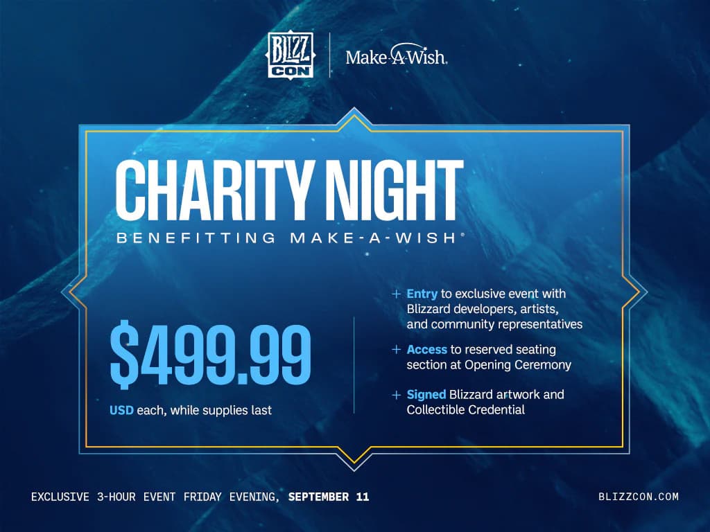 BlizzCon Charity Night 2026 tickets (Image via Blizzard Entertainment)