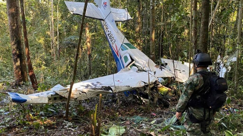 The actual crash site (Image via Colombia's Armed Forces Press Office)