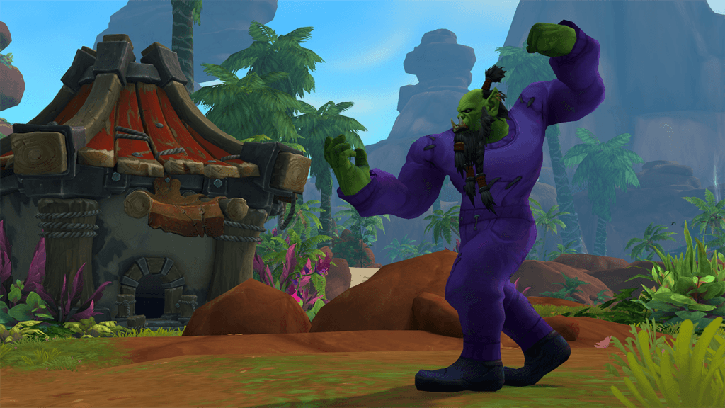 Ensemble: Violet Sweatsuit transmog set (Image via Blizzard Entertainment)