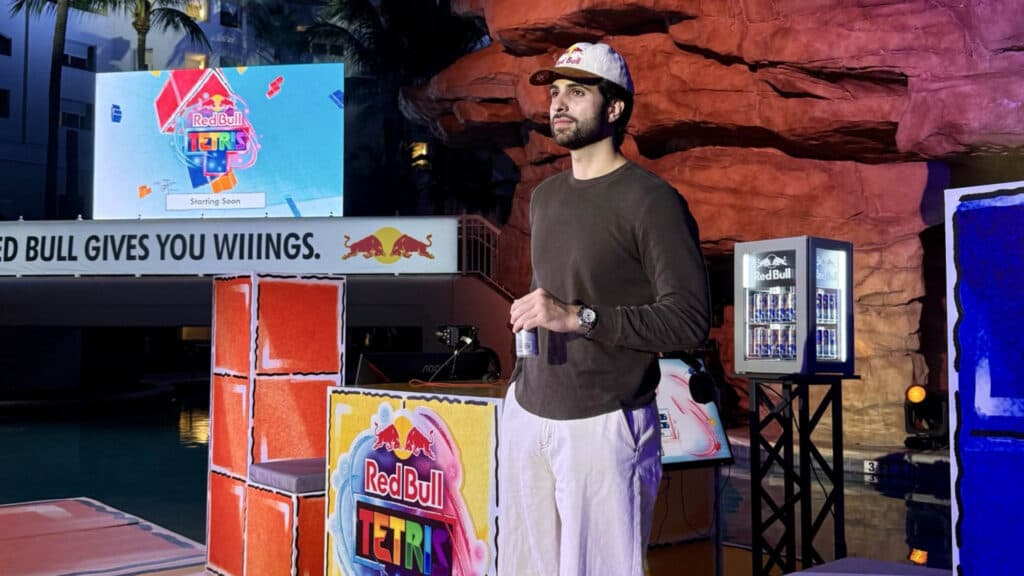 SypherPK on the stage of the Red Bull Tetris 2025 USA Final (Image via SypherPK)