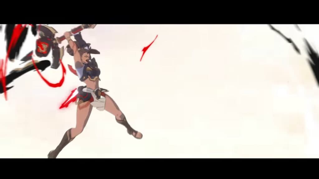 Vendetta leaping into the air before a powerful downward slash (Image via Blizzard Entertainment)