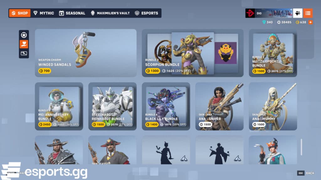 Maximilien's Vault appears to align with the Just for You shop in Overwatch 2 (Screenshot via esports.gg)