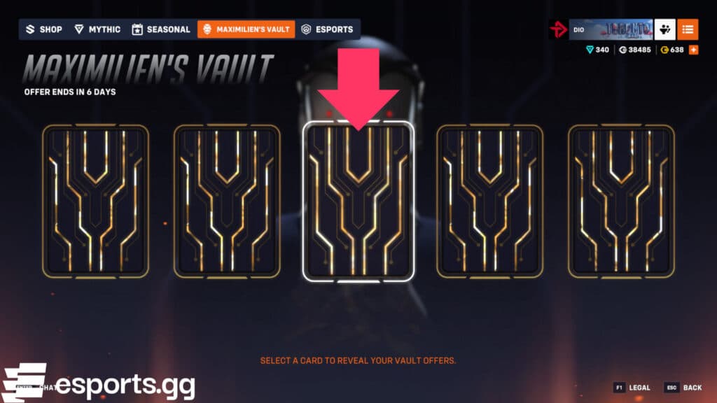 Click on a card to reveal what's under it (Screenshot via esports.gg)