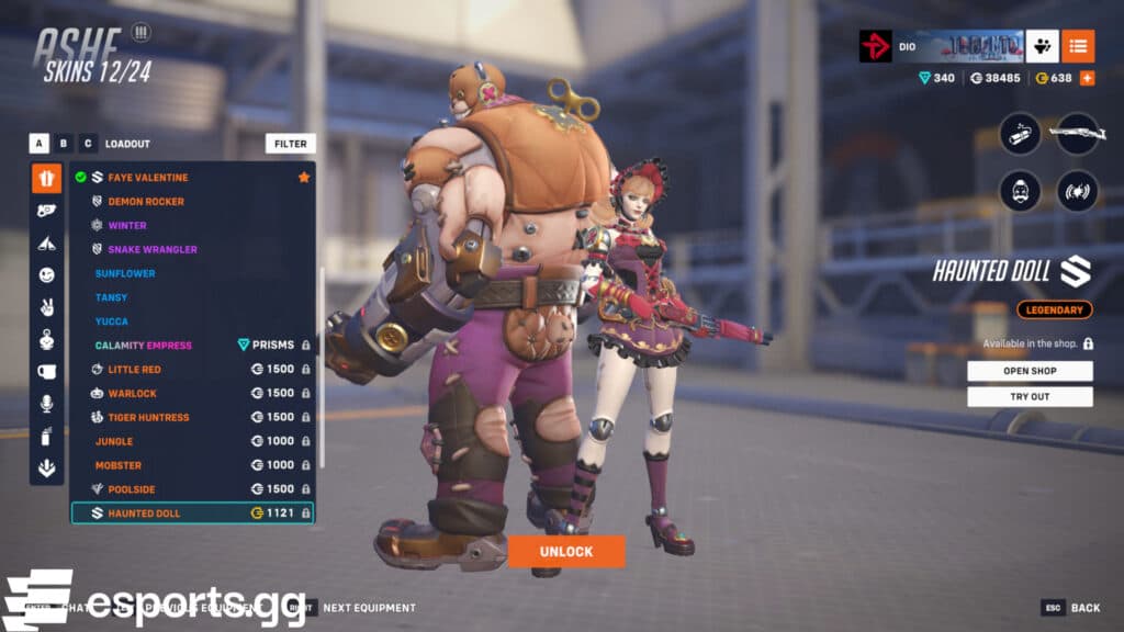 Ashe skins at regular prices and a discounted price in the hero gallery (Screenshot via esports.gg)