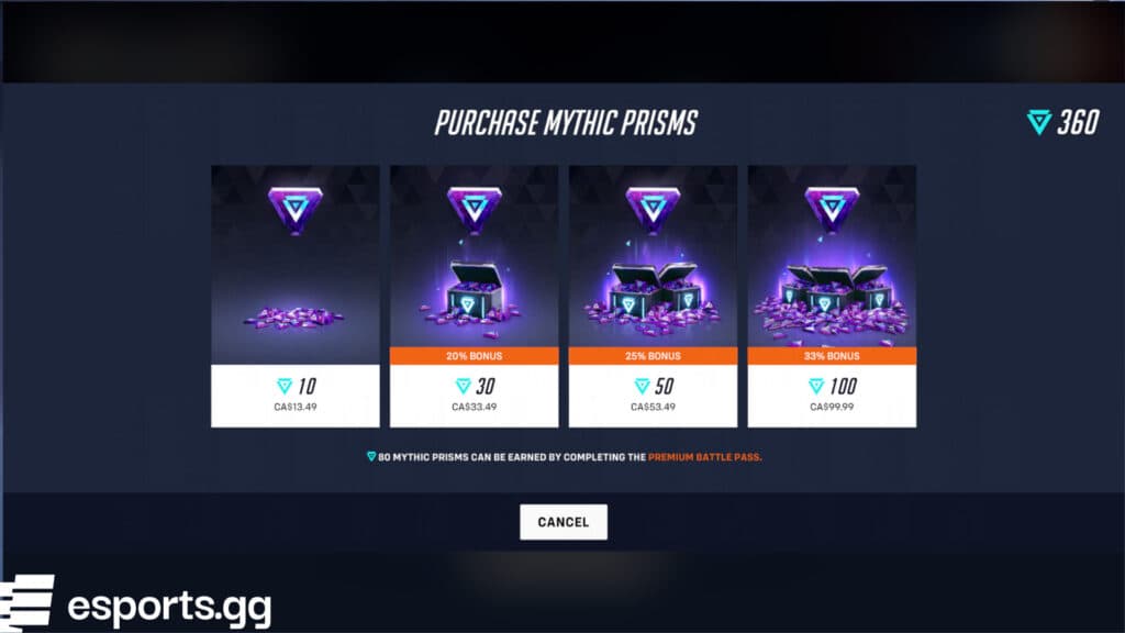 The mythic Junkrat skin in Overwatch 2 requires a currency known as Mythic Prisms (Screenshot via esports.gg)
