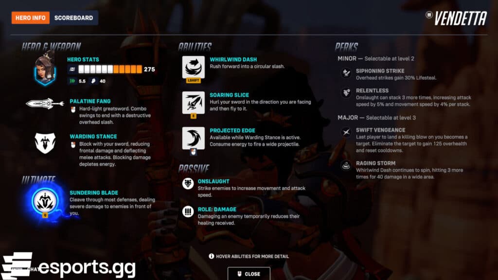 Vendetta's kit (Screenshot via esports.gg)