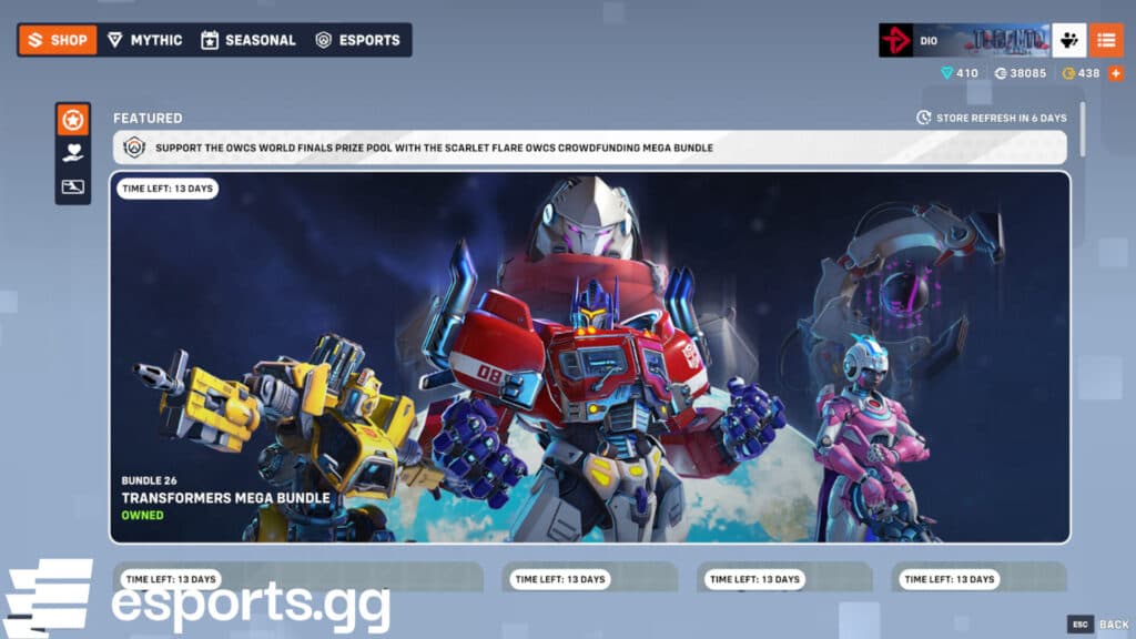 Transformers Mega Bundle in Overwatch 2 (Screenshot via esports.gg)