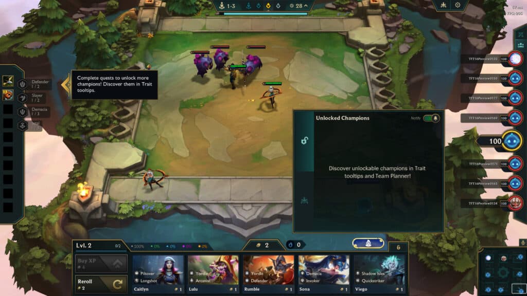 Unlockable Champions area in TFT 16 (Screenshot via esports.gg)