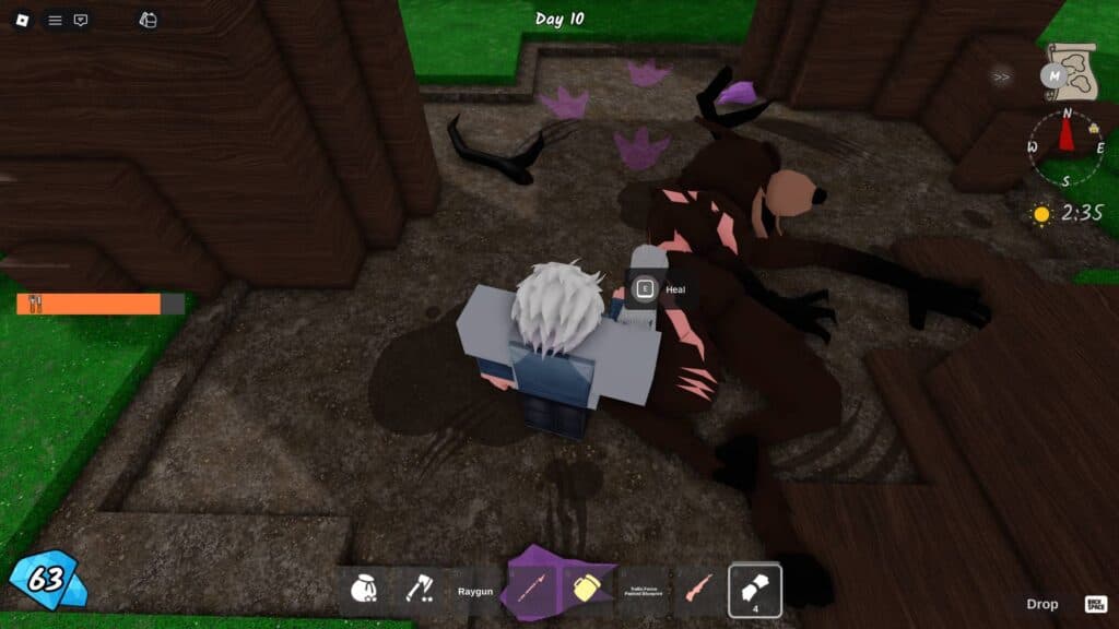 Applying a bandage to the Deer's leg (Screenshot via esports.gg)