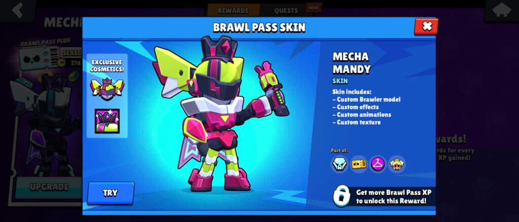 The Brawl Pass skin of the Mecha season: Mecha Mandy (Image via esports.gg)