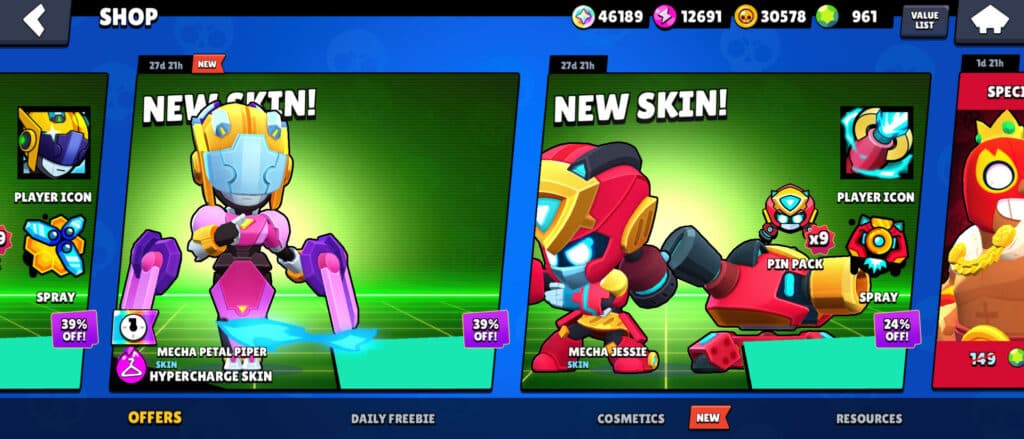 Mecha skins in the Brawl Shop (Image via esports.gg)